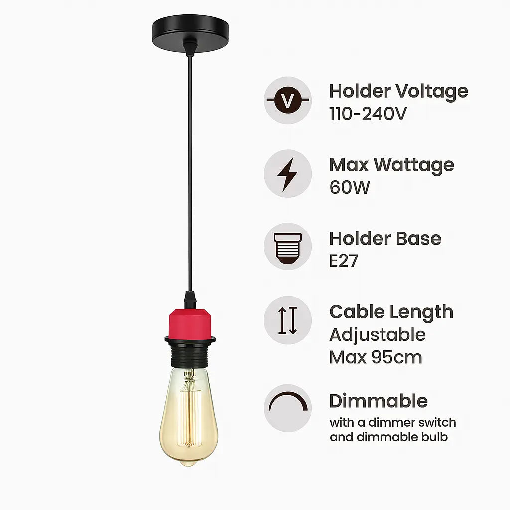 10 Pack Modern Vintage E27 Pendant Light Fitting Adjustable Edison Holder Lamp ~5975