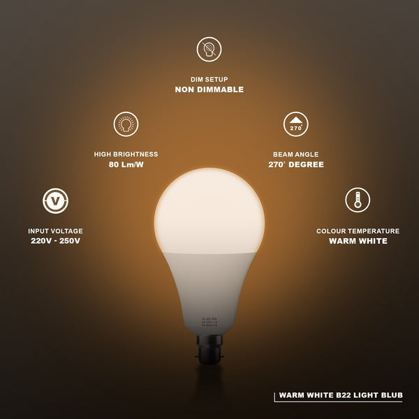 Energy Saving Warm White LED Bulb A60 E27 Screw Base Non-Dimmable 7W 2700K