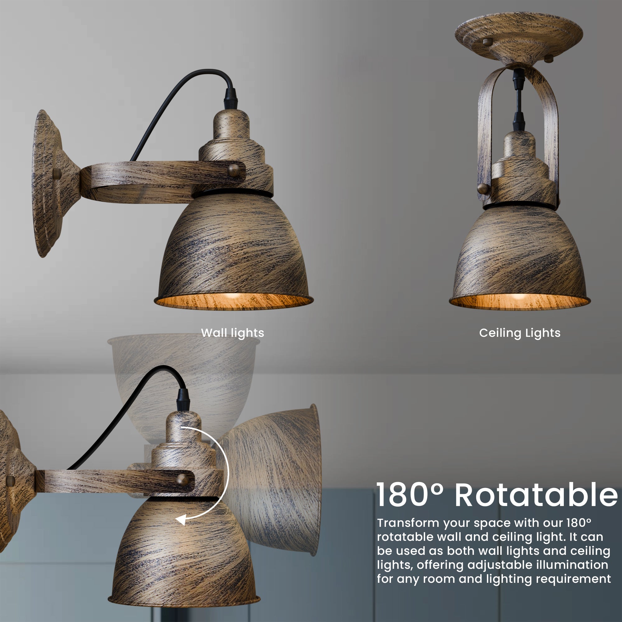 Industrial Bell Shade Dimmable Wall Sconce Light, Metal Retro Downwards Contemporary Fixture