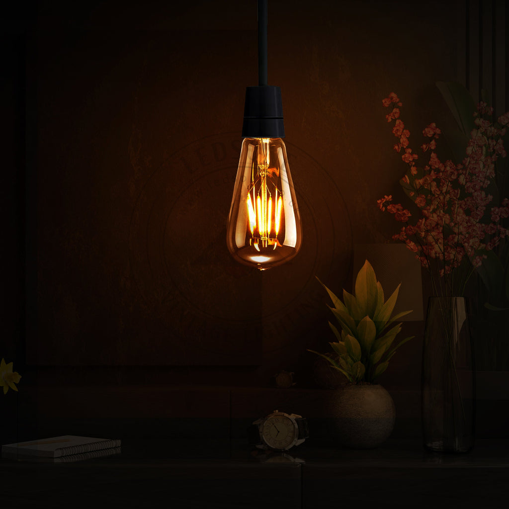 Dimmable ST64 B22 4W Edison Filament LED Light Bulbs Warm White Retro Style