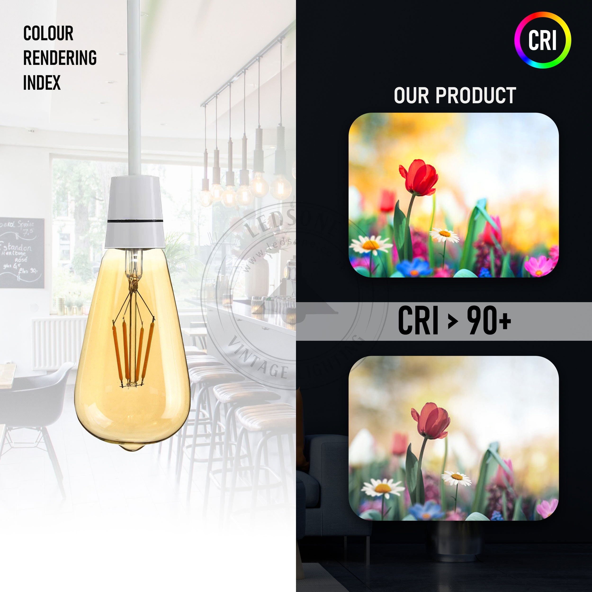 Dimmable ST64 B22 4W Edison Filament LED Light Bulbs Warm White Retro Style