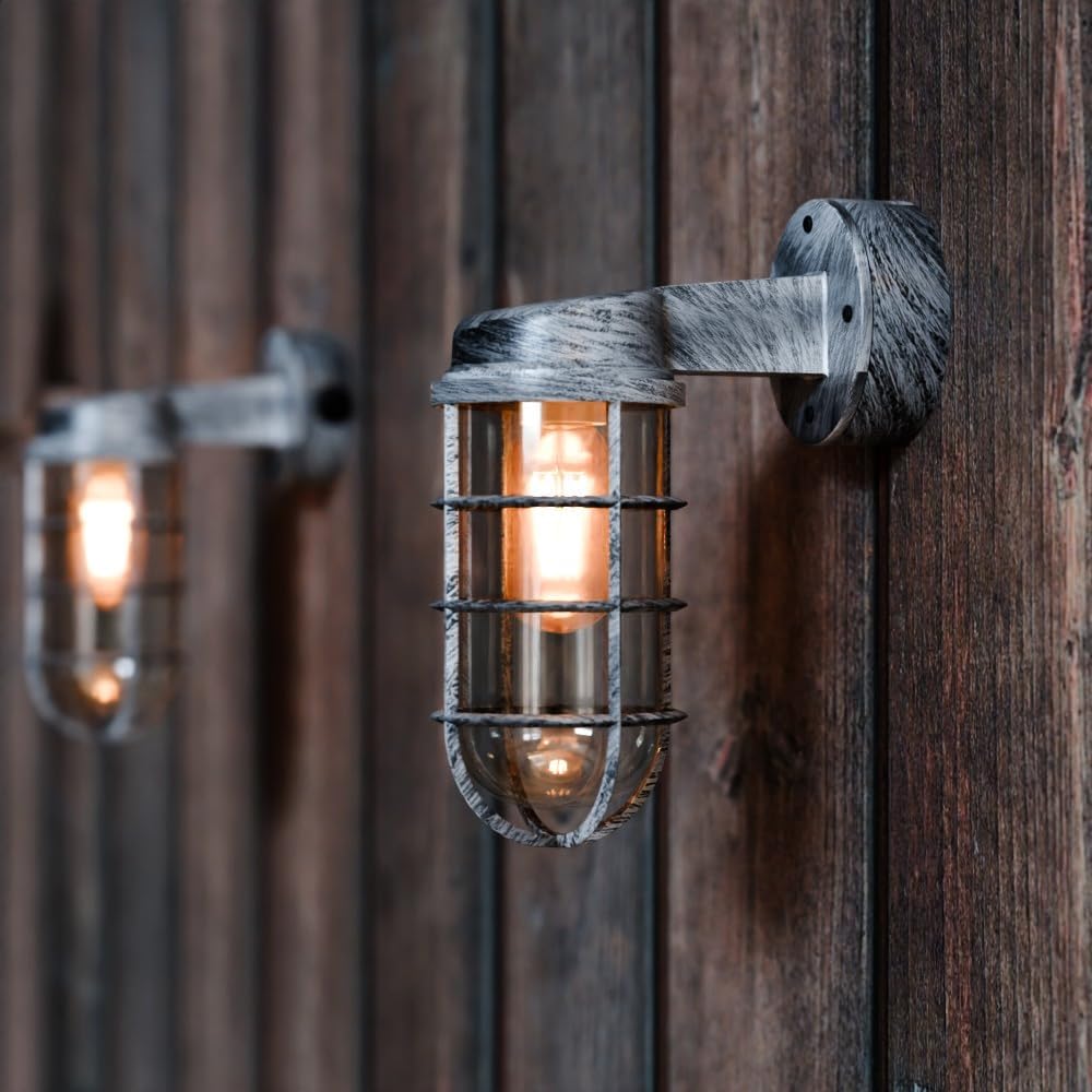 Vintage Industrial Cage Wall Light Retro Bulkhead Lamp ~5988