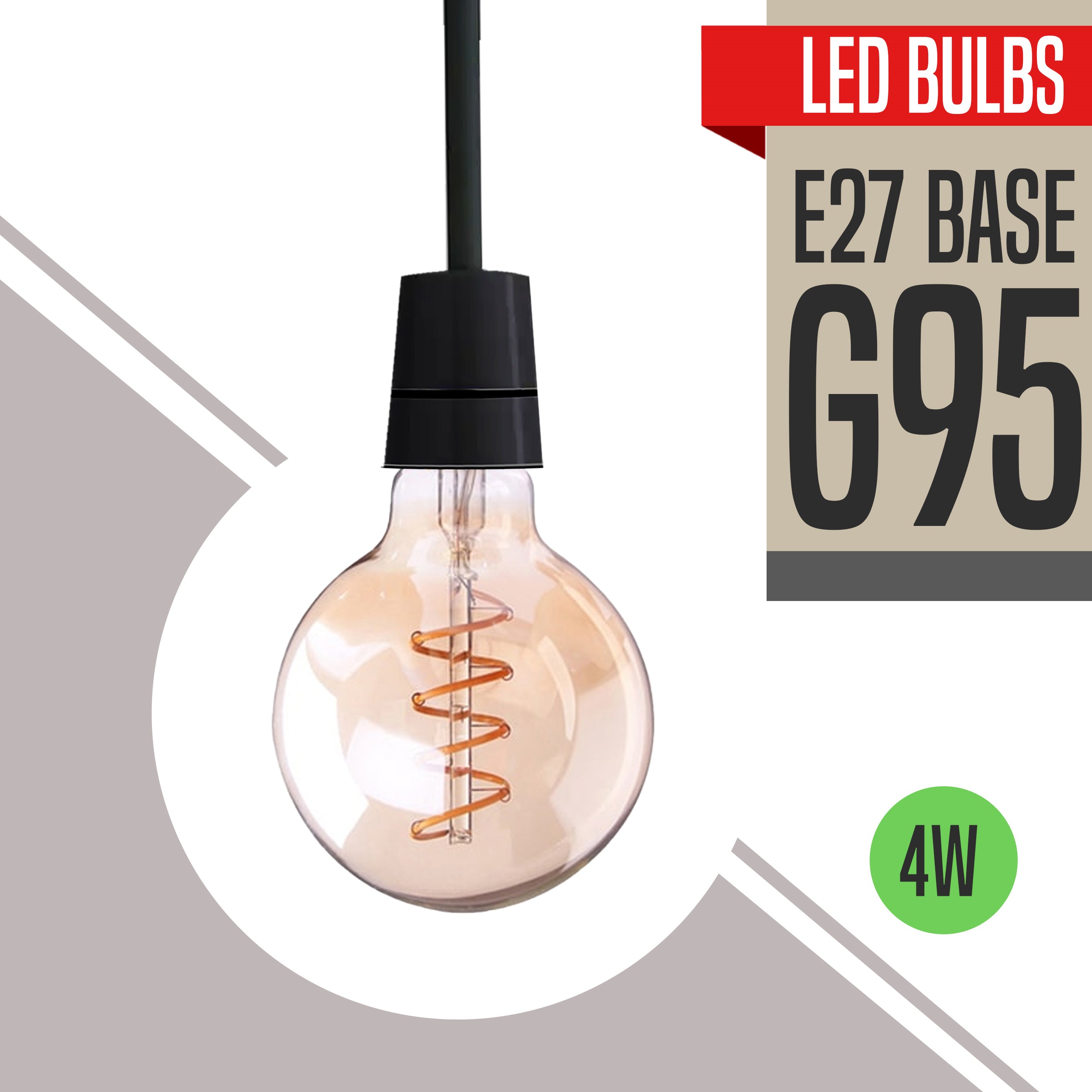 Vintage Edison Spiral LED G95 Bulb E27, 4W Warm White Decorative Filament Light