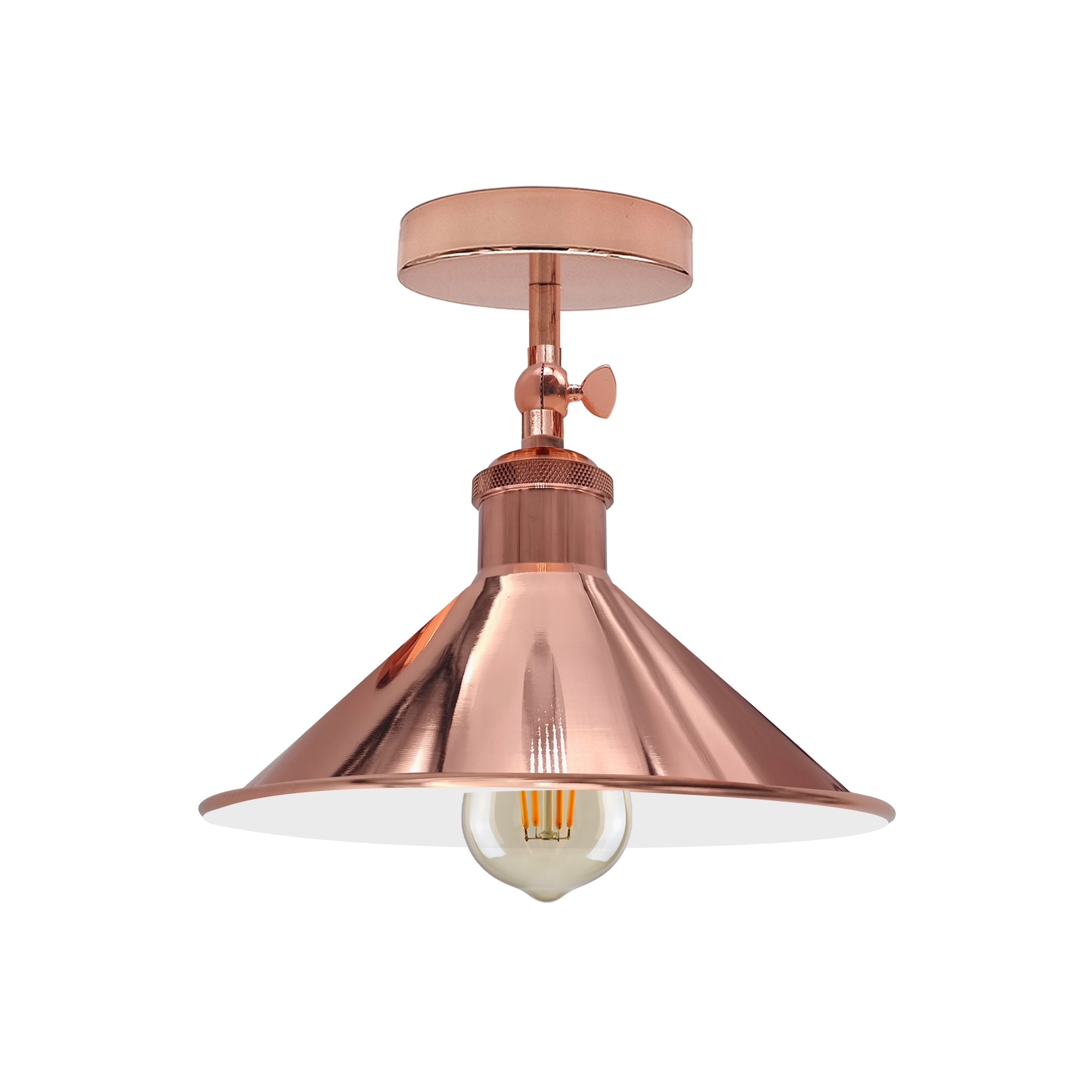 Adjustable Industrial Semi-Flush Mount Metal Cone Ceiling Light