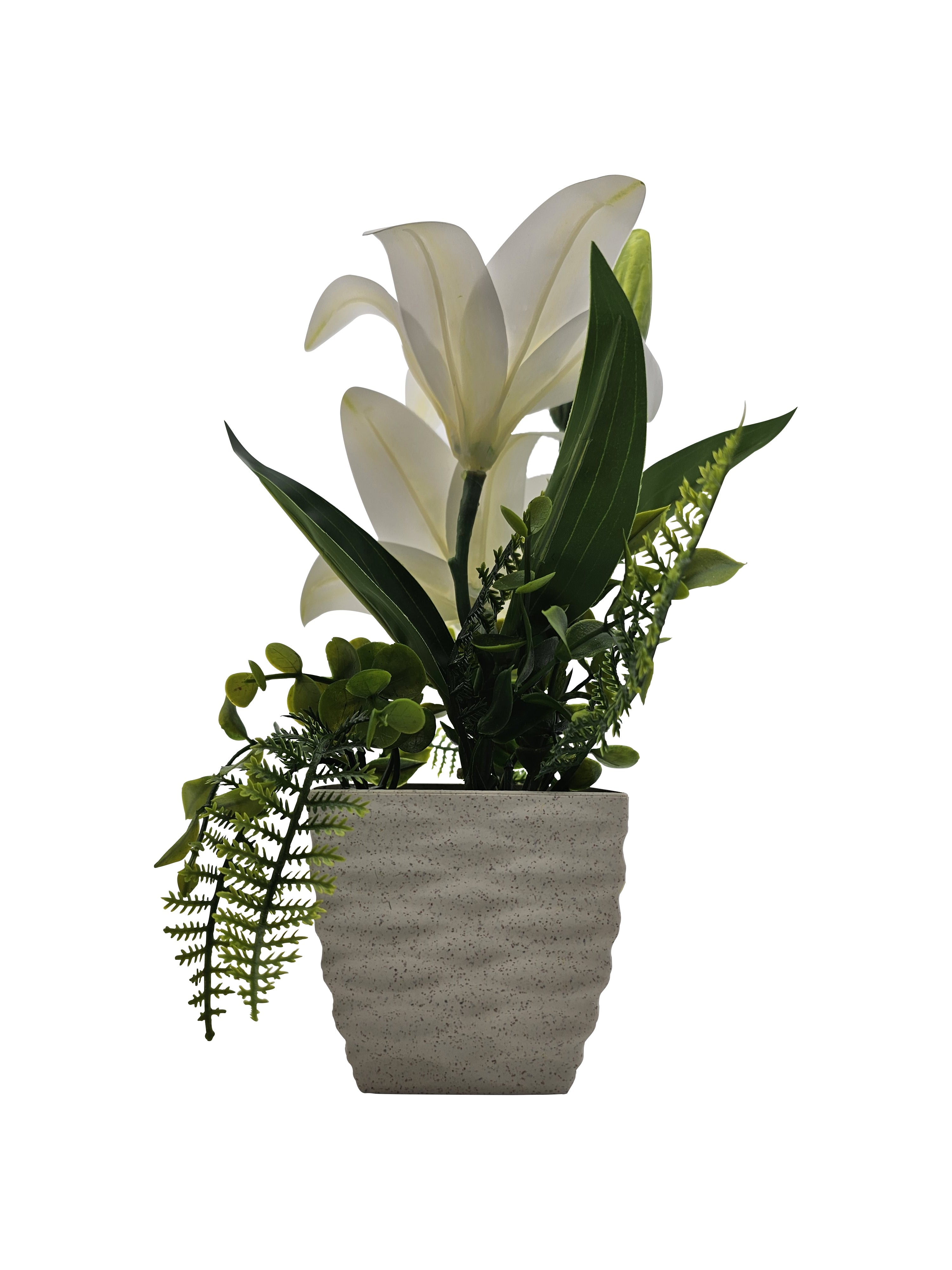 Lifelike Artificial Lily Flowers Potted 2-Pack for Elegant Home Table Decor