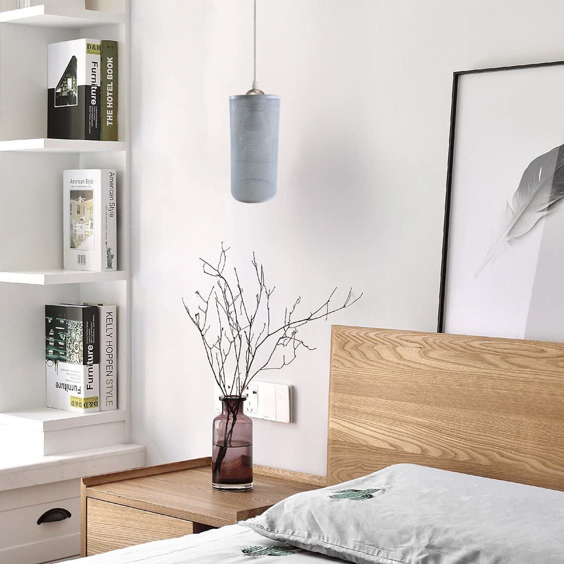 Living Room Pendant Light – Adjustable Metal Wire Cage Ceiling Lamp ~5801