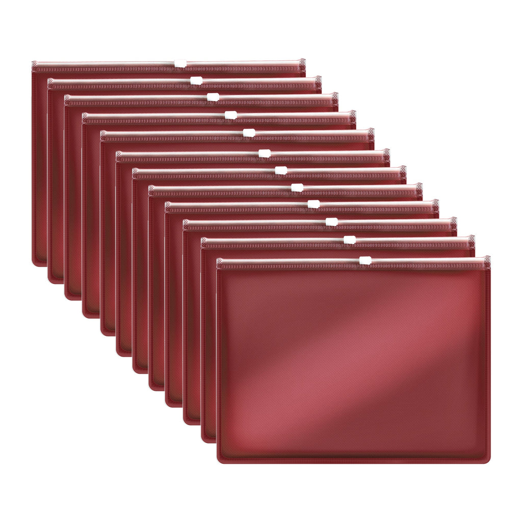 12-Pack A4/A5 Plastic Waterproof Zipper Document Wallets Clear Organizer Folders