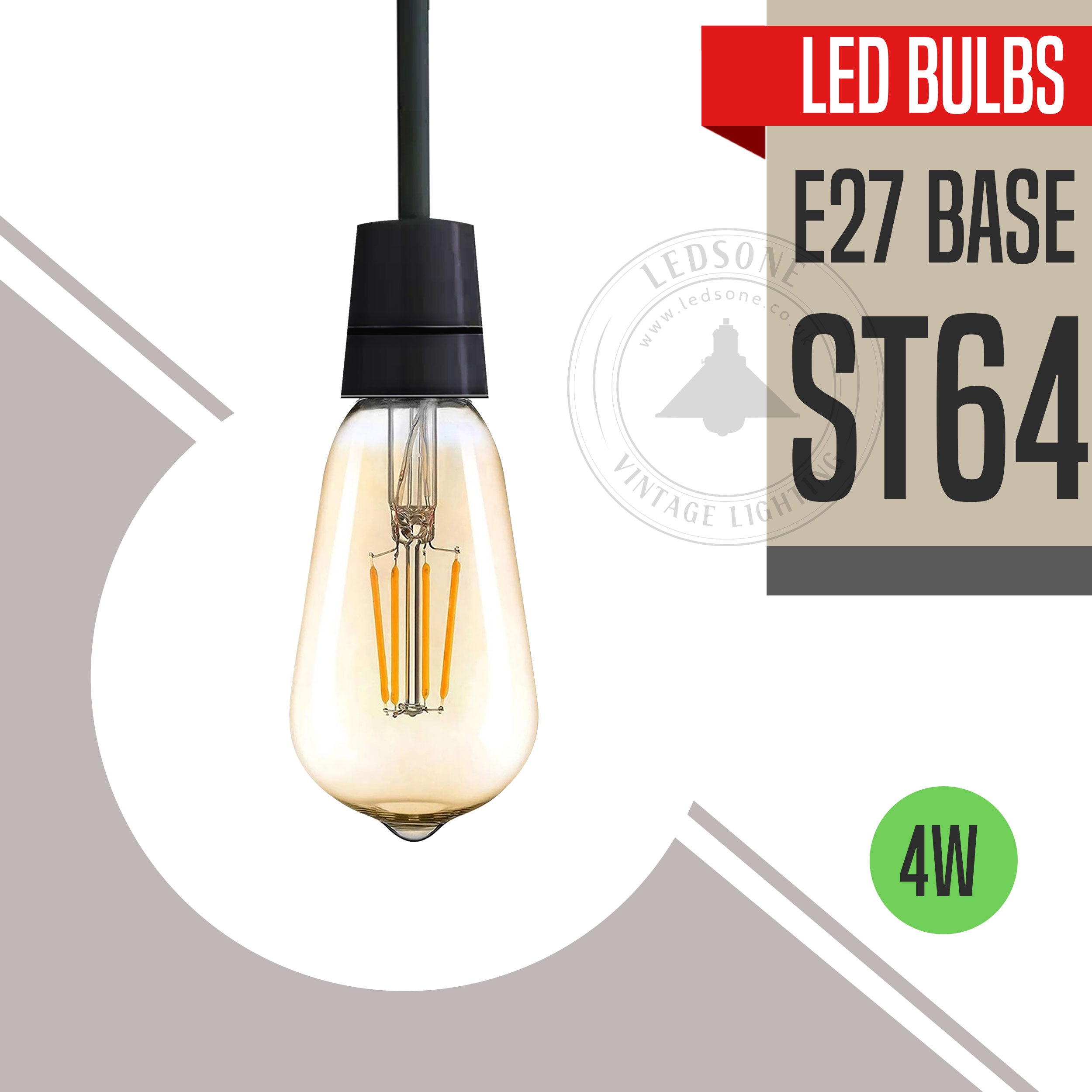 Vintage ST64 Squirrel Cage E27 LED Bulb, 4W Warm White Decorative Filament Design