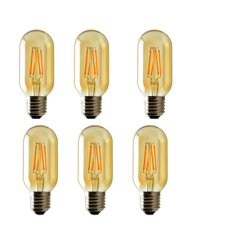 6-Pack Vintage LED Filament T45 Dimmable E27 Light Bulbs, 4W Warm White