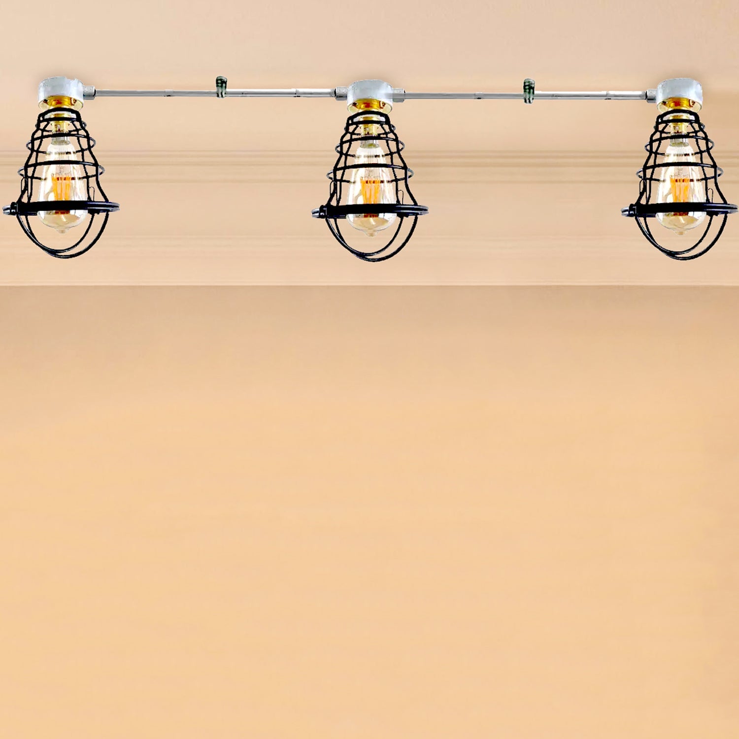 Industrial Retro Short Conduit Pipe Ceiling Light B22 Metal Base Fixture