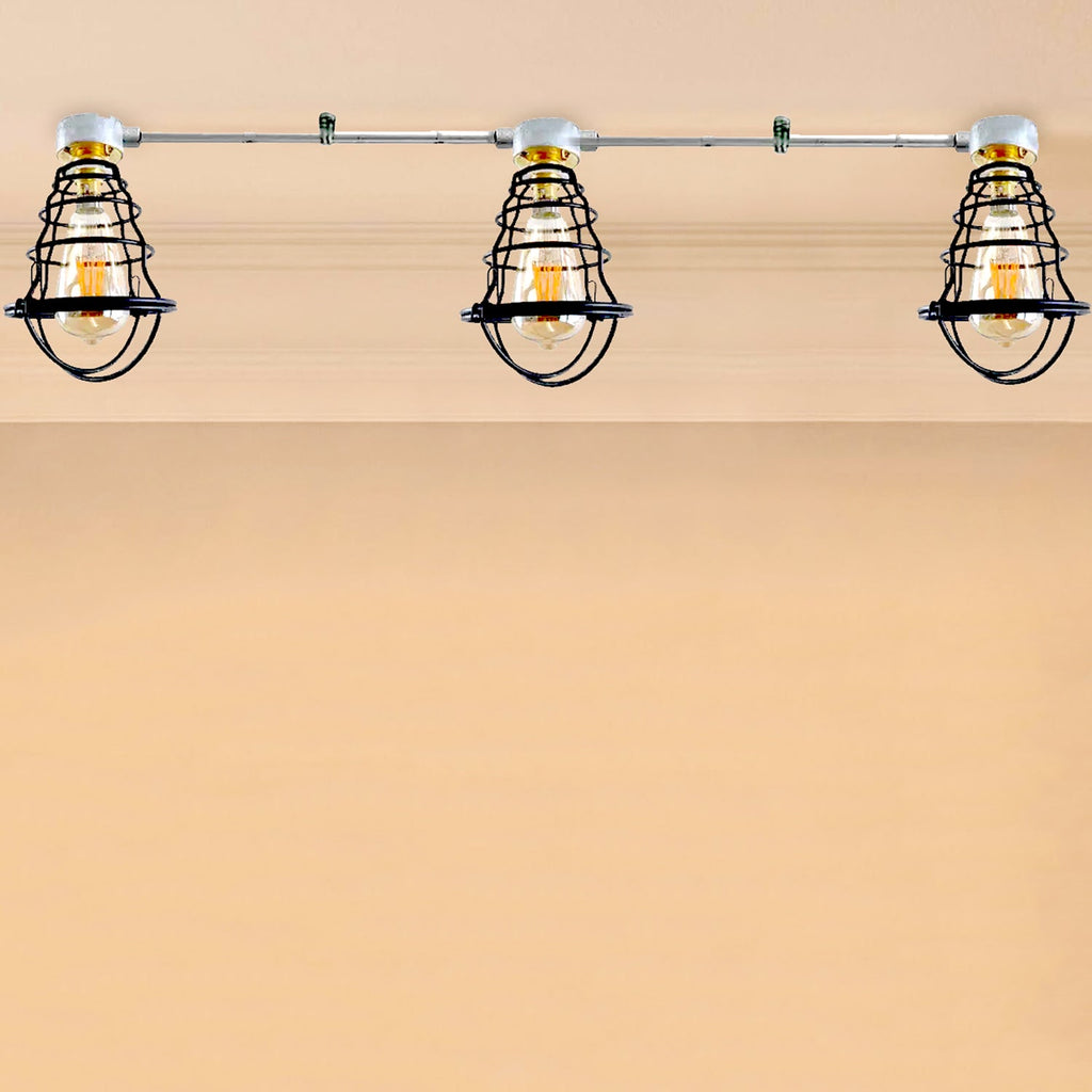 Industrial Galvanized Metal B22 Base Single Ceiling Light for Conduit Pipe Installation