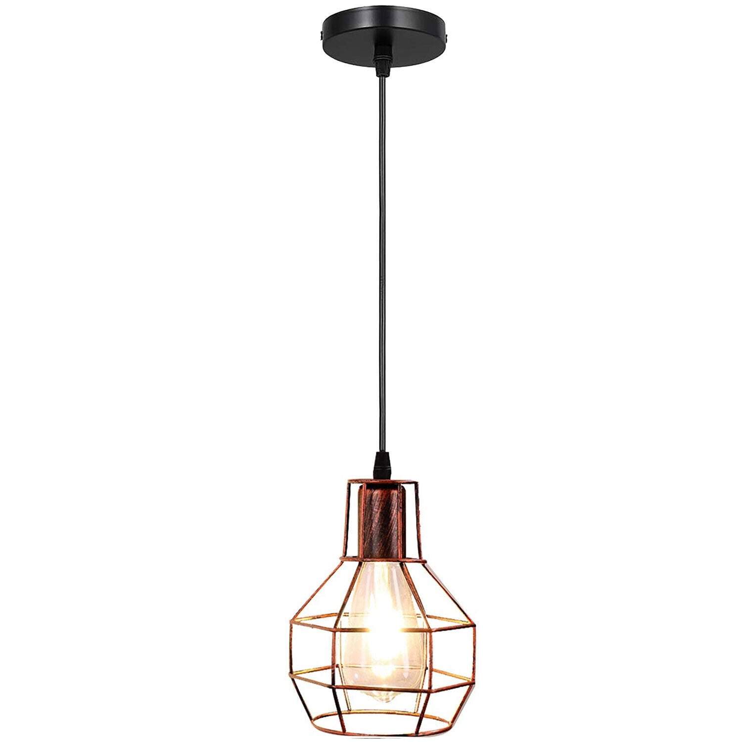 Vintage Industrial Style Metal Ceiling Pendant Light Cage Lampshade Fitting