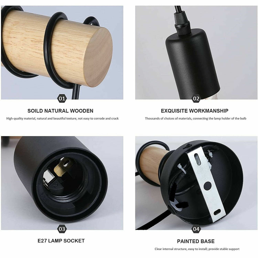 Modern Wall Light Industrial Plug in Wood Wall Lamp Fixture ~ 6031