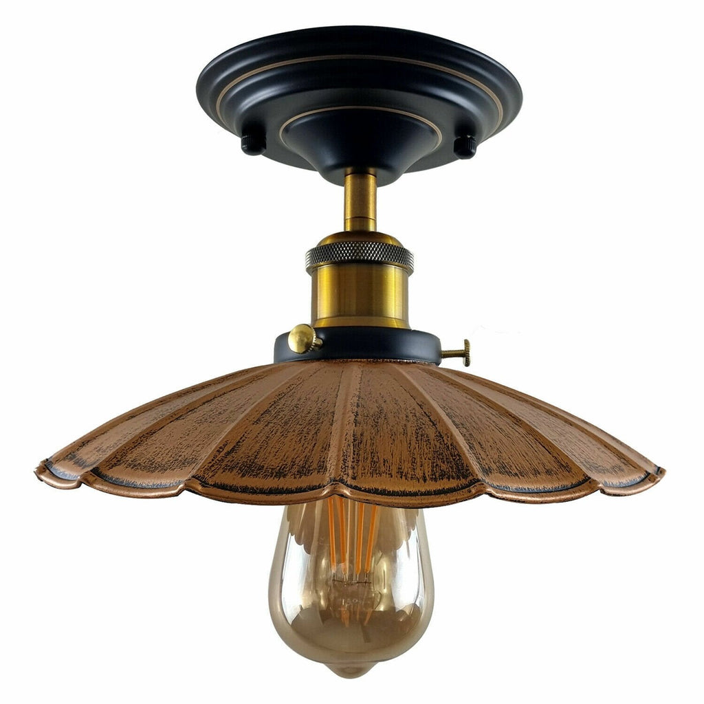 Vintage Retro Industrial Flush Mount Metal Cage Ceiling Light Fixture E27 Base