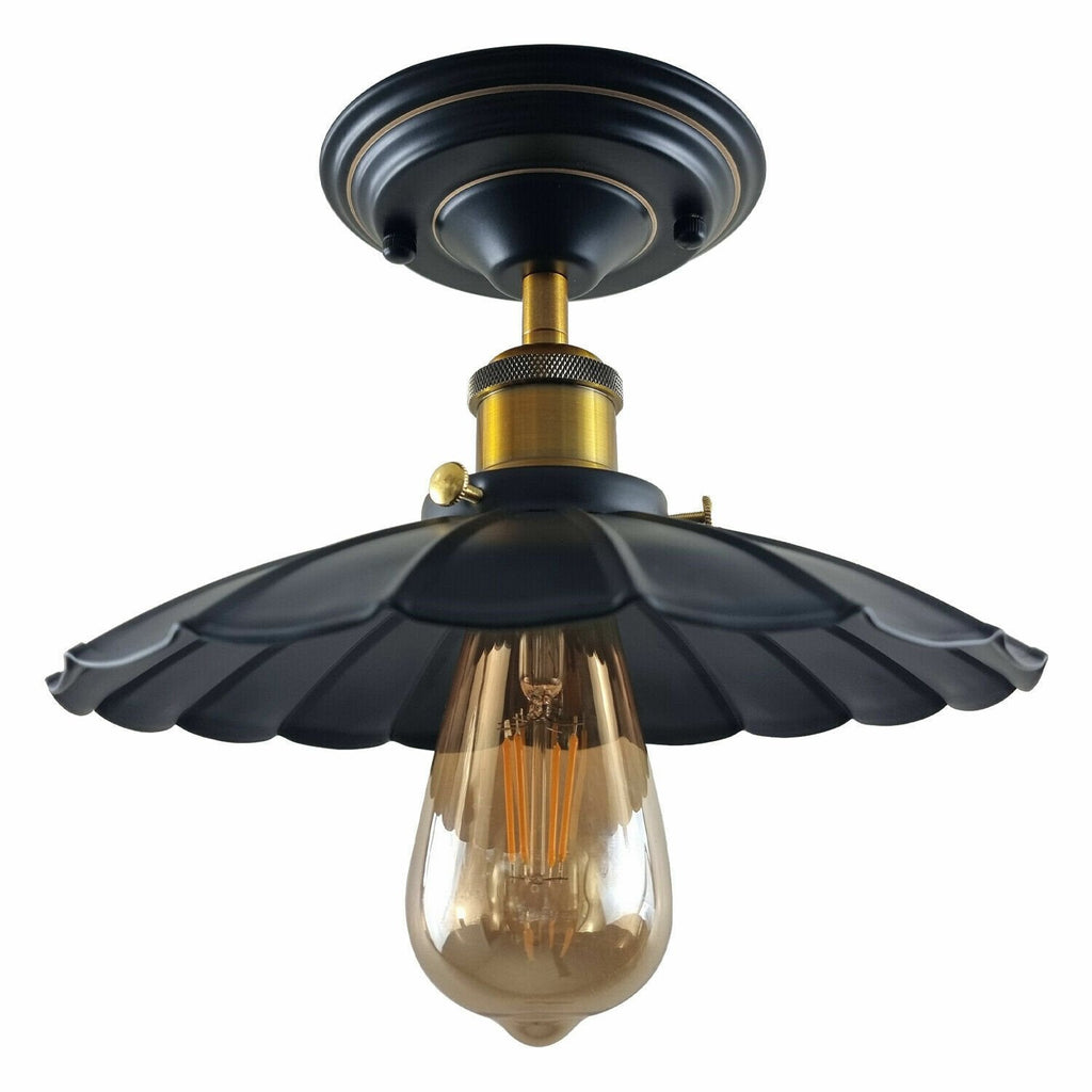 Vintage Industrial Retro Flush Mount Metal Ceiling Light E27 Lamp Holder