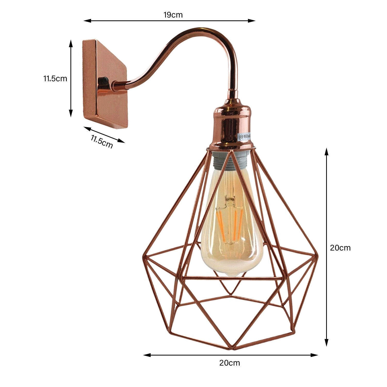 Modern Vintage Rose Gold Industrial Wall Sconce Light Cage Lamp Fixture