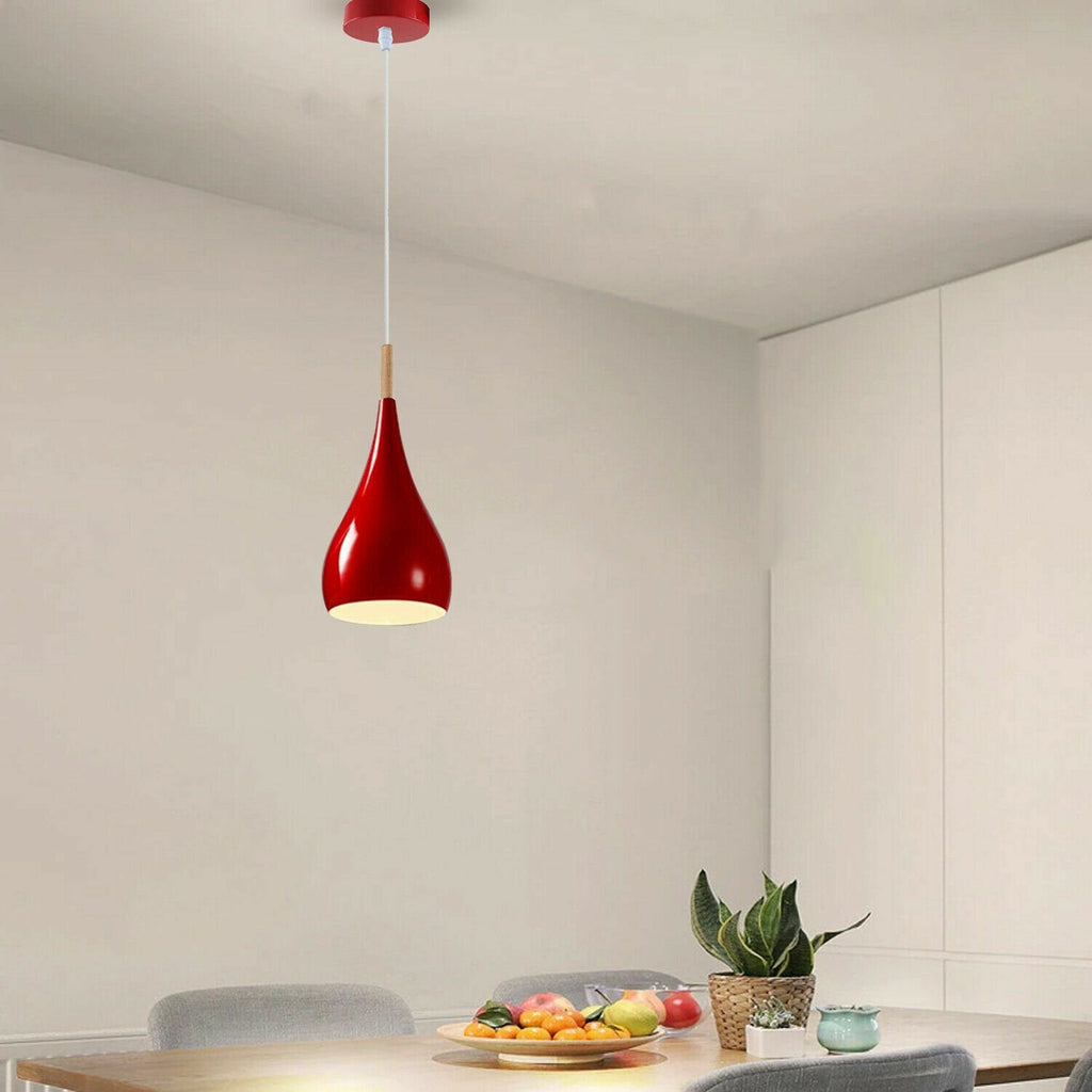 Modern Metal Shade Single Pendant Light - E27 Base, Colorful, Adjustable Cable