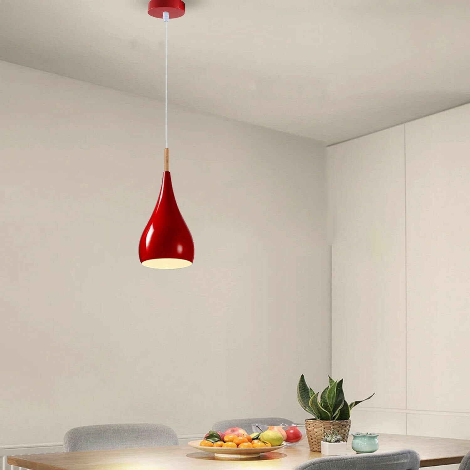 Modern Metal Shade Single Pendant Light - E27 Base, Colorful, Adjustable Cable