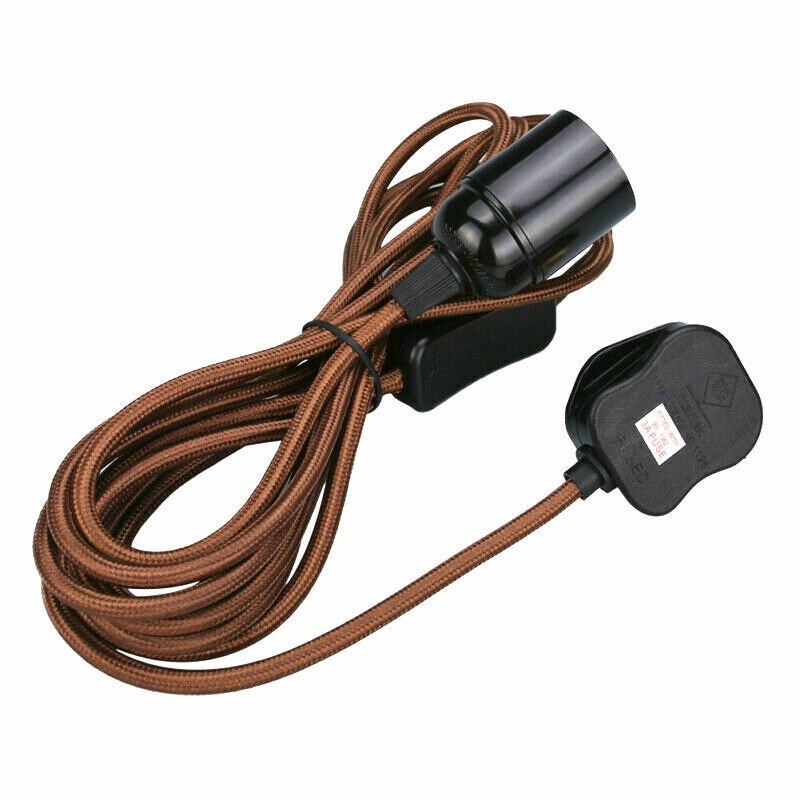 LEDSone 13ft Fabric Flex Plug-In Pendant Light with E27 Bulb Holder