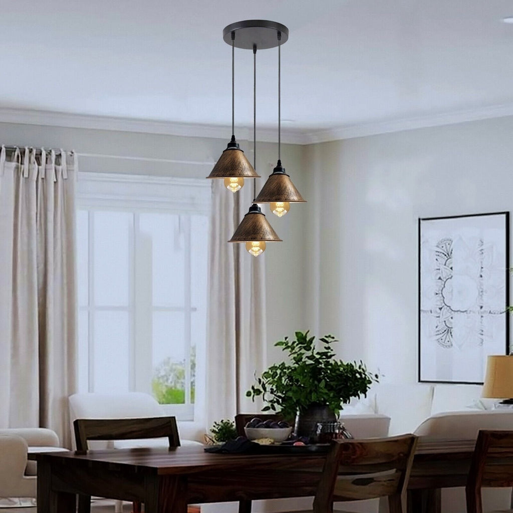 Brushed Copper Industrial Metal Pendant Light Shades for Retro Ceiling Lamps