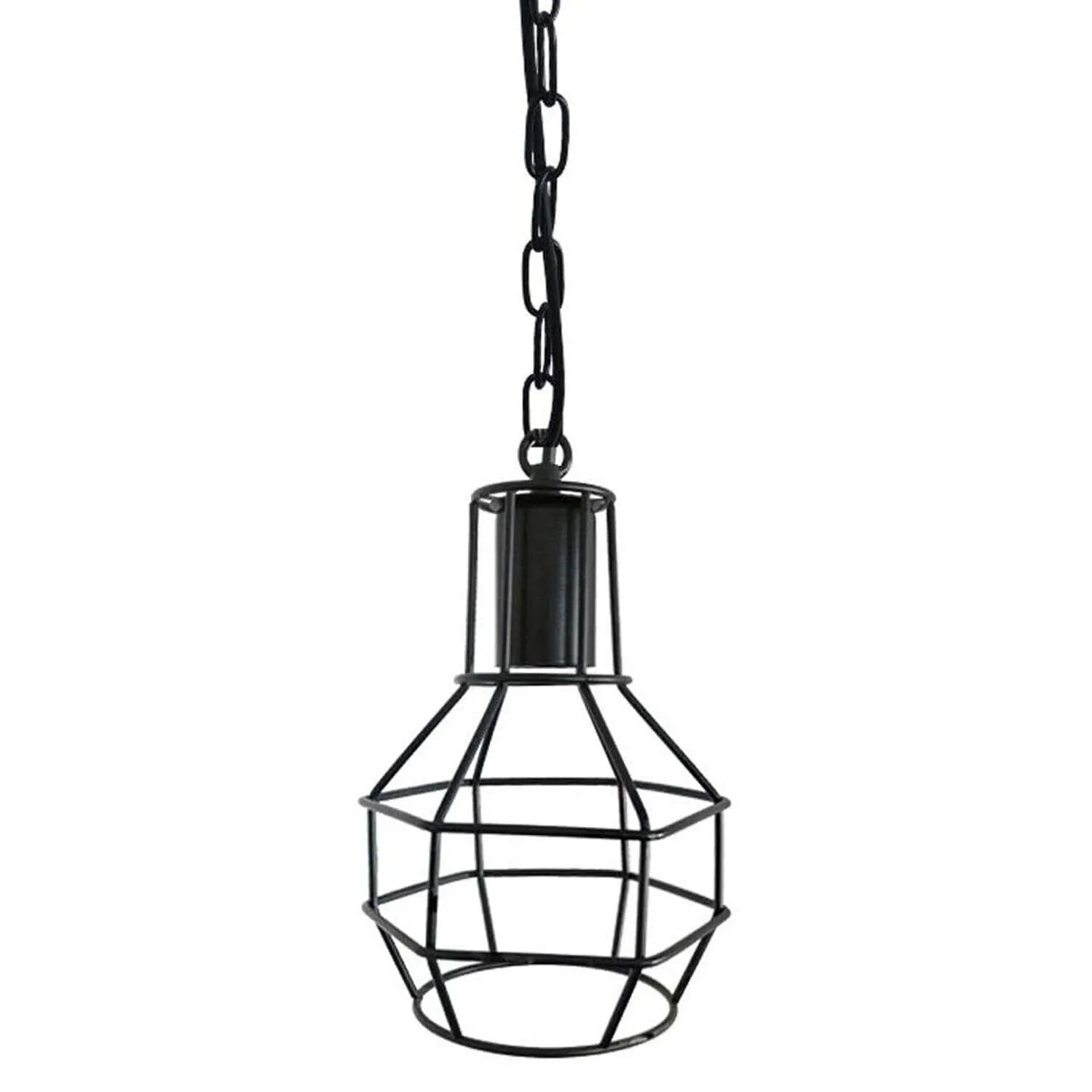 Brushed Silver Vintage Industrial Metal Wire Cage Pendant Light Fixture