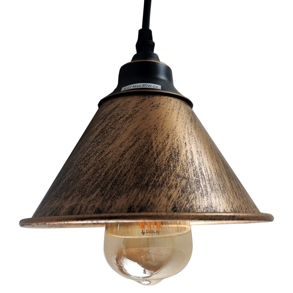 Brushed Copper Industrial Metal Pendant Light Shades for Retro Ceiling Lamps