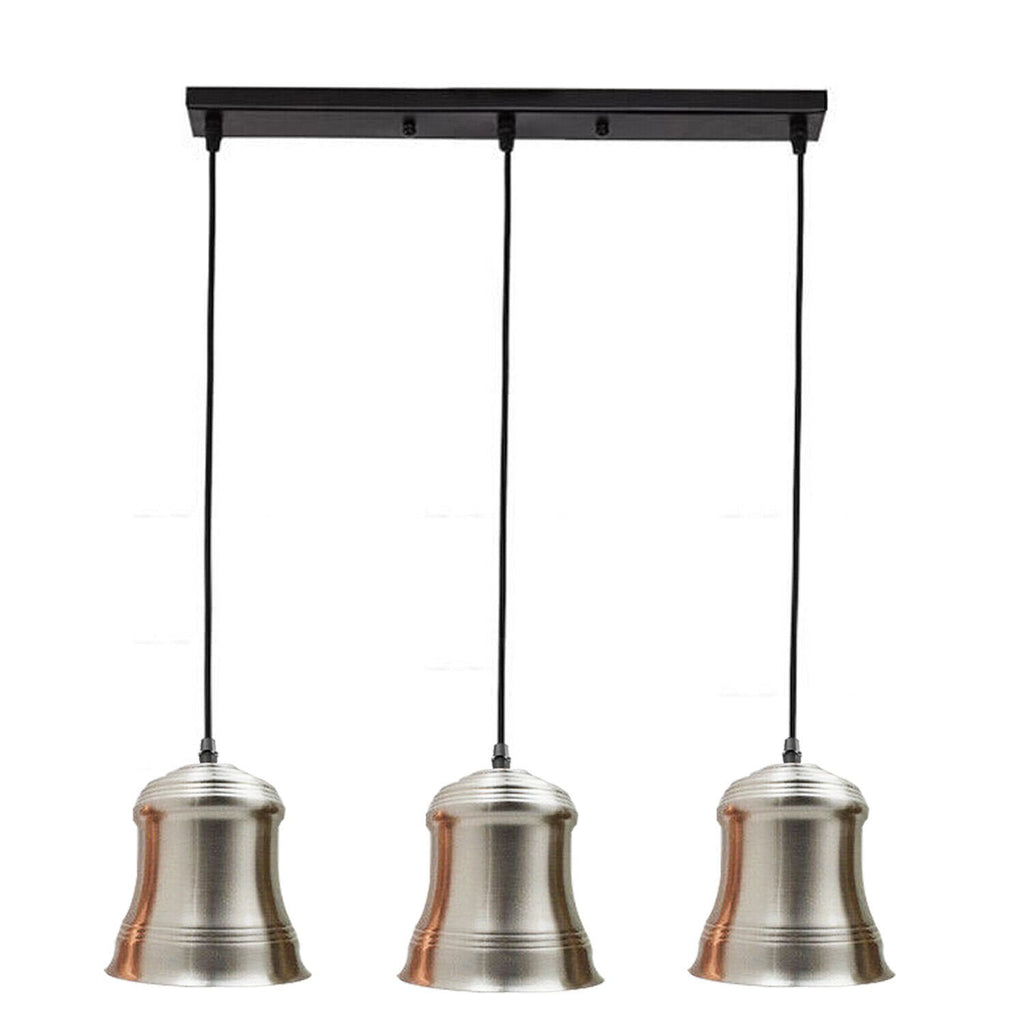 Industrial Style 3-Head Pendant Lighting Fixture with Metal Shades for Modern Homes