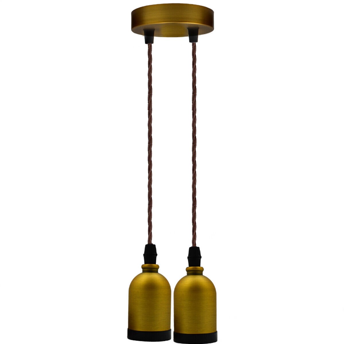 Vintage Industrial Style Two-Head E27 Pendant Light with Fabric Cord