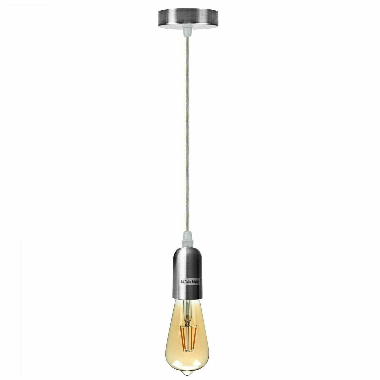 Adjustable E27 Metal Pendant Bulb Holder, Vintage Style for Home Lighting