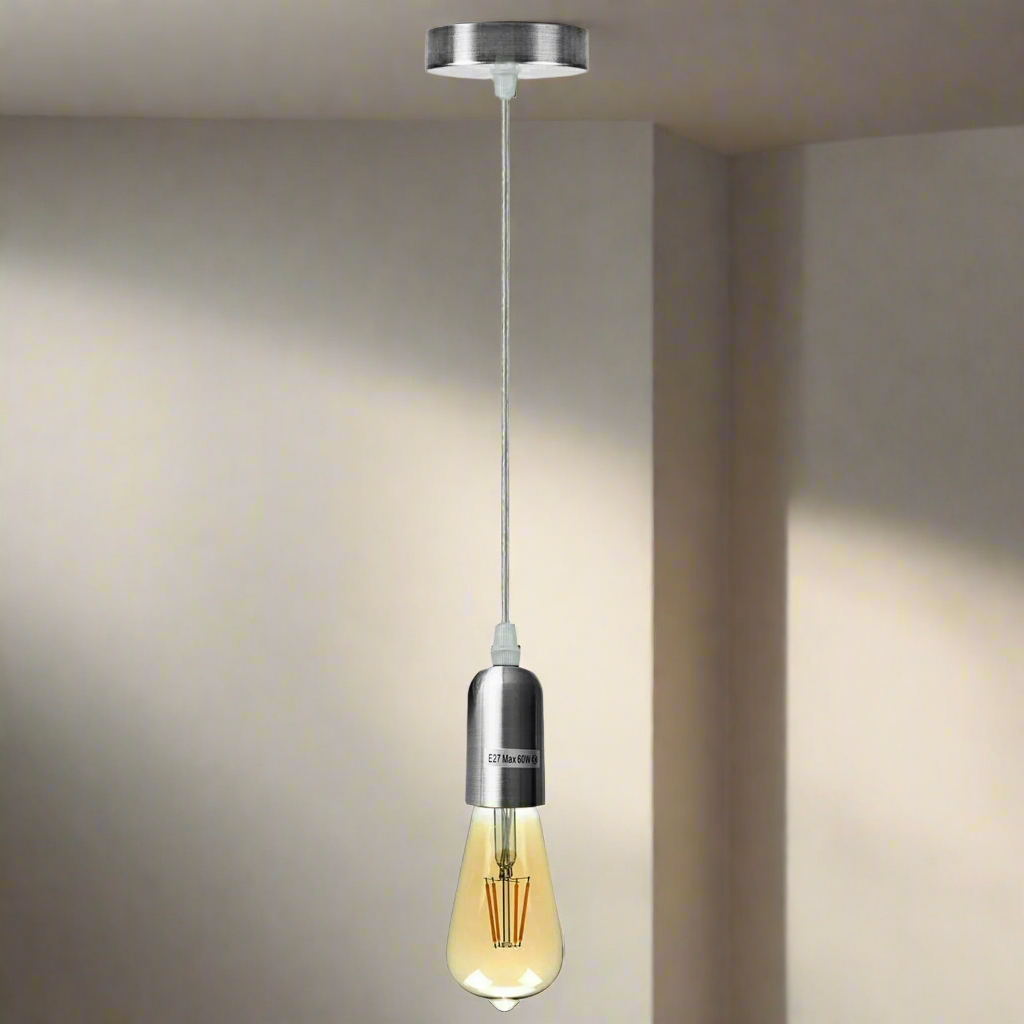 Adjustable E27 Metal Pendant Bulb Holder, Vintage Style for Home Lighting