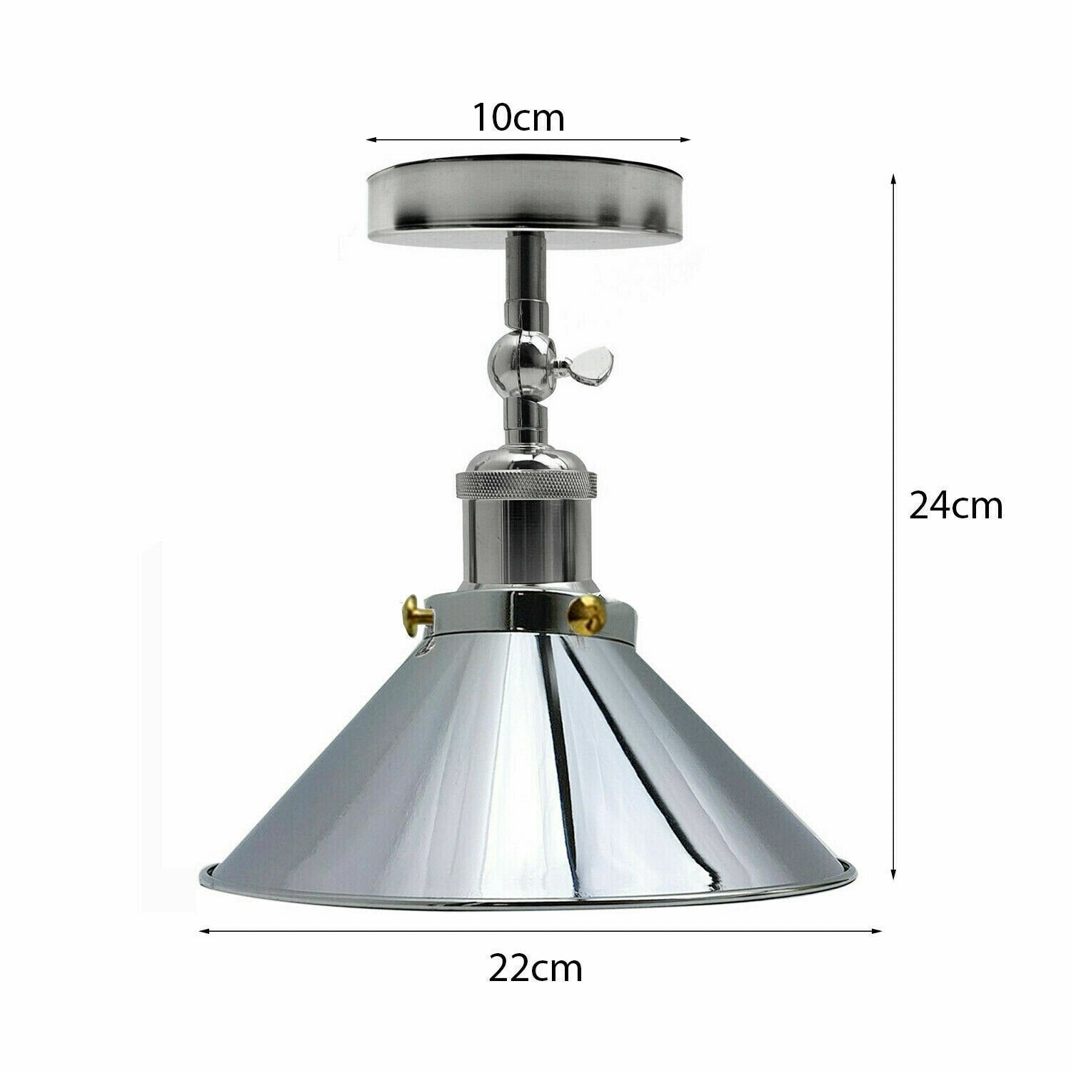 Retro Industrial Chrome Metal Flush Mount Ceiling Light E27 Lampshade