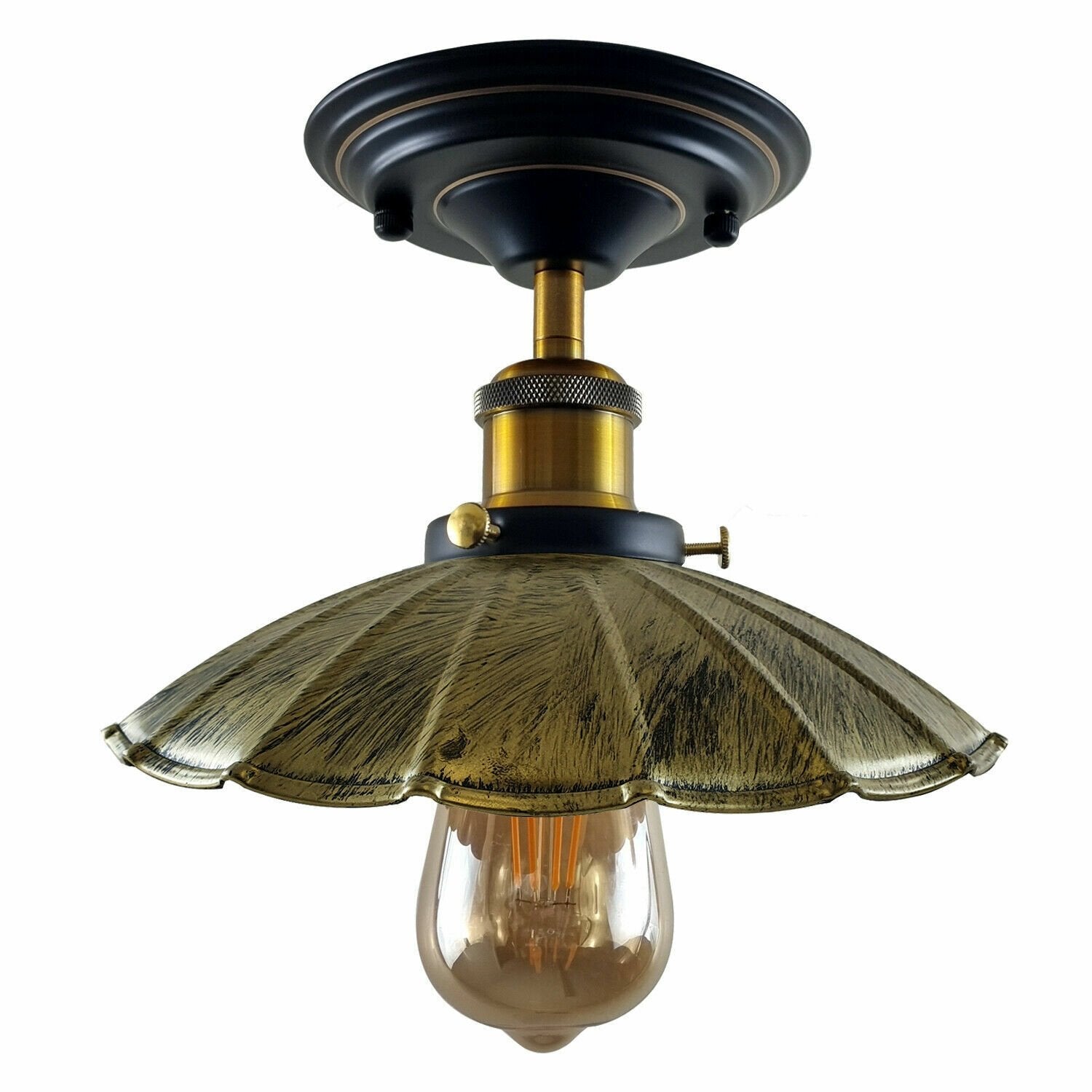 Vintage Retro Industrial Flush Mount Metal Cage Ceiling Light Fixture E27 Base