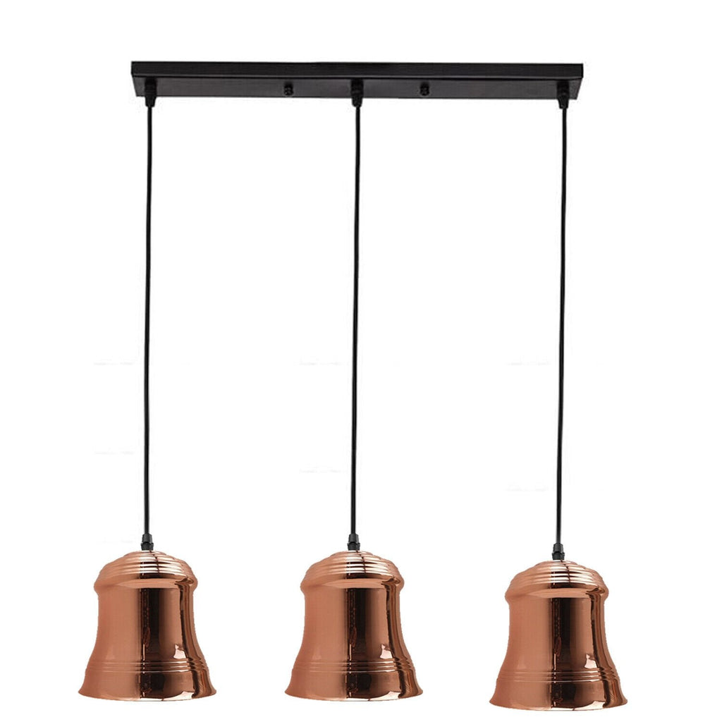 Industrial Style 3-Head Pendant Lighting Fixture with Metal Shades for Modern Homes
