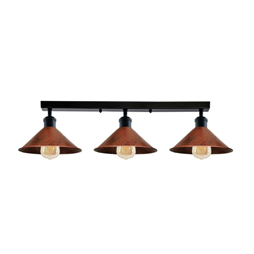 Industrial 3-Head Metal Ceiling Light Fixture E27 Dimmable Modern Loft Style