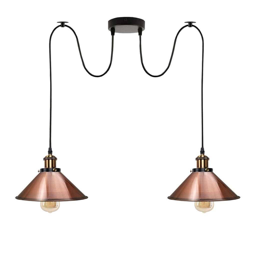 Vintage Industrial 2-Light Pendant Lamp, Adjustable Ceiling Mount, E27 Base