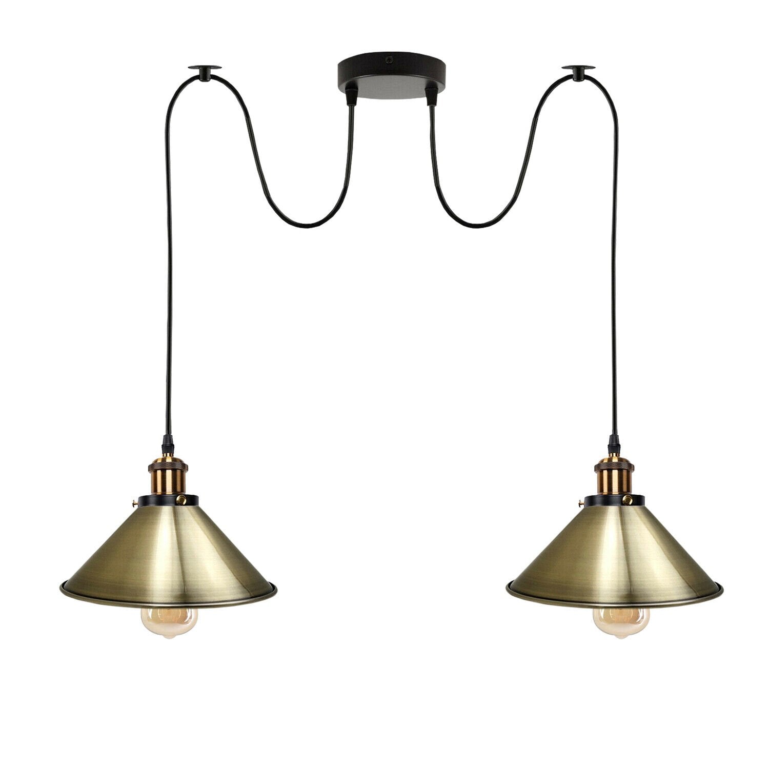 Vintage Industrial 2-Light Pendant Lamp, Adjustable Ceiling Mount, E27 Base