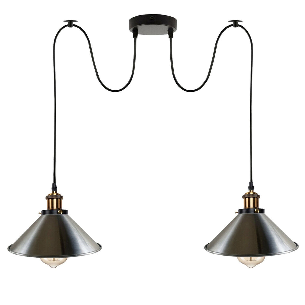 Industrial Retro Dual-Head Metal Pendant Light Fixture for Modern Homes