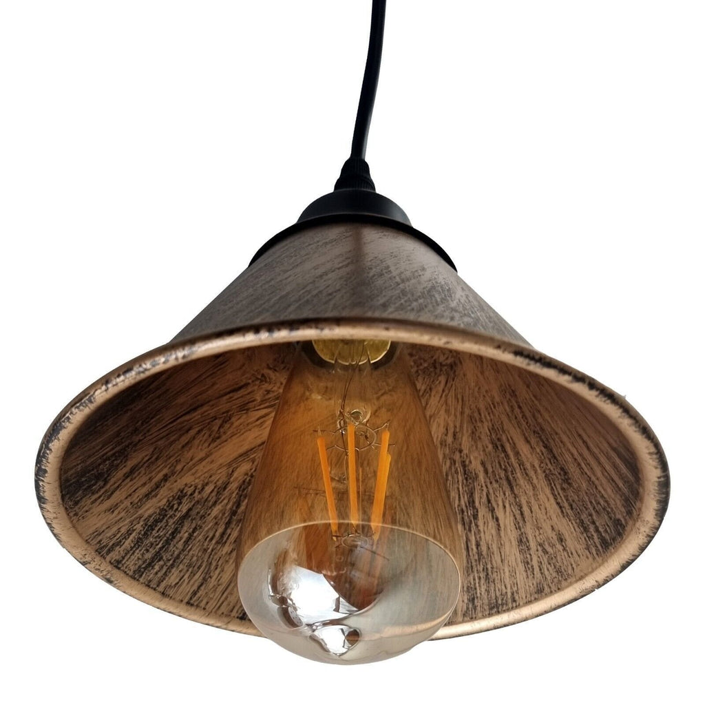 Brushed Copper Industrial Metal Pendant Light Shades for Retro Ceiling Lamps