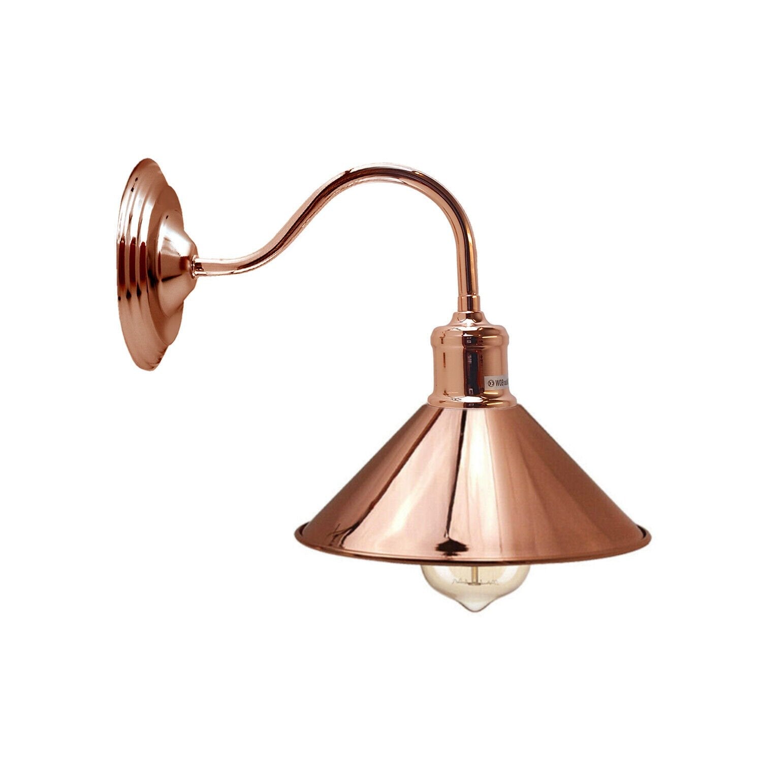 Vintage Metal Wall Sconce Light with Curved Arm, E27 Holder, Retro Industrial Style