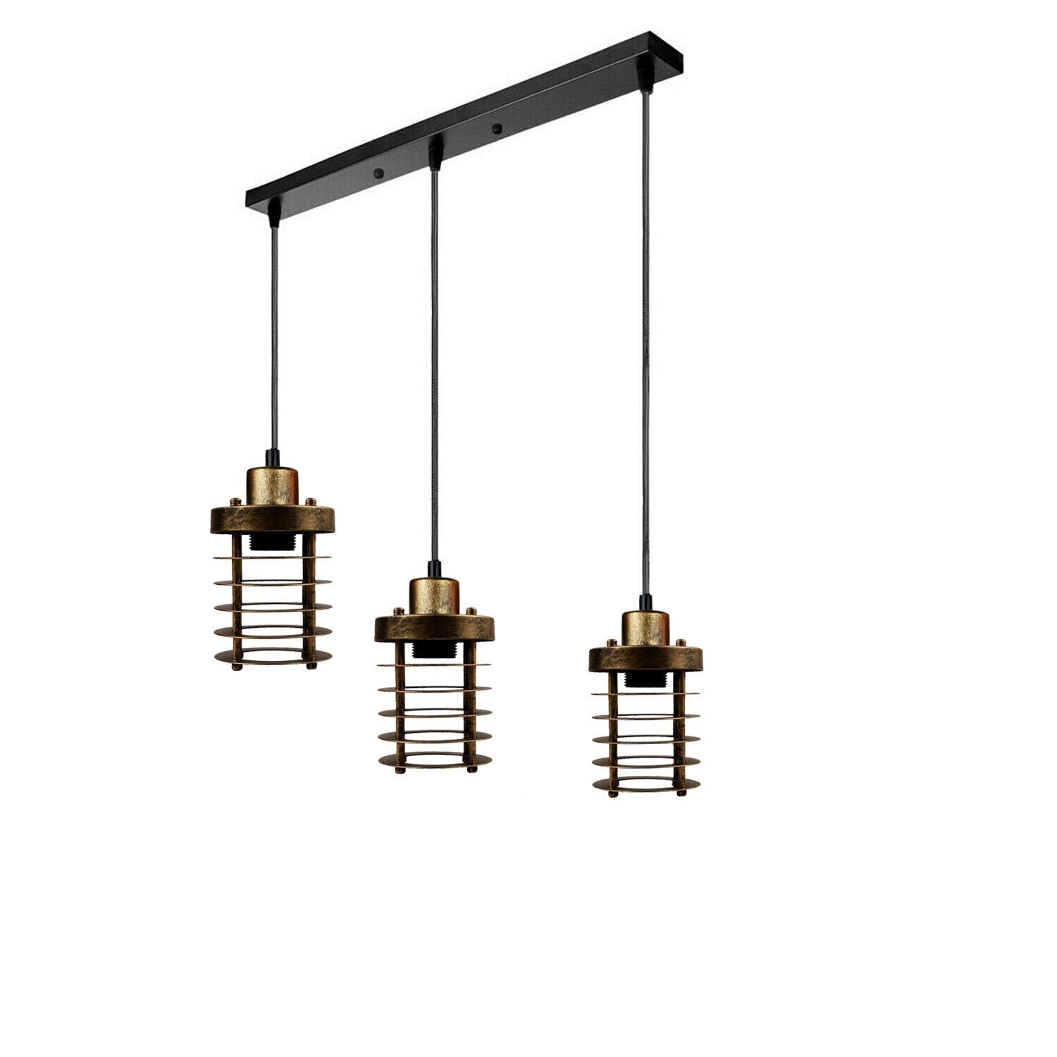 Industrial 3 Way  Cylinder shape Metal Cage  Pendant light~6181