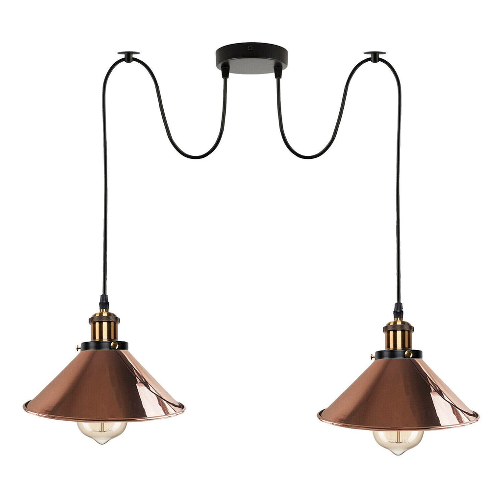 Industrial Retro Dual-Head Metal Pendant Light Fixture for Modern Homes