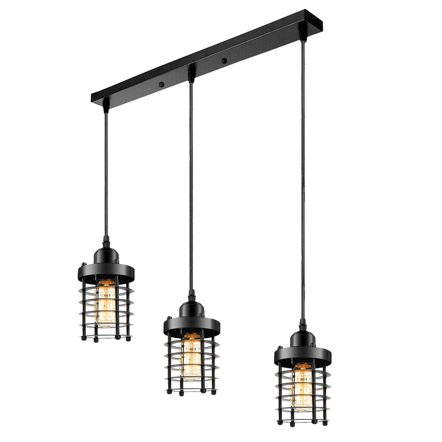 Industrial 3 Way  Cylinder shape Metal Cage  Pendant light~6181