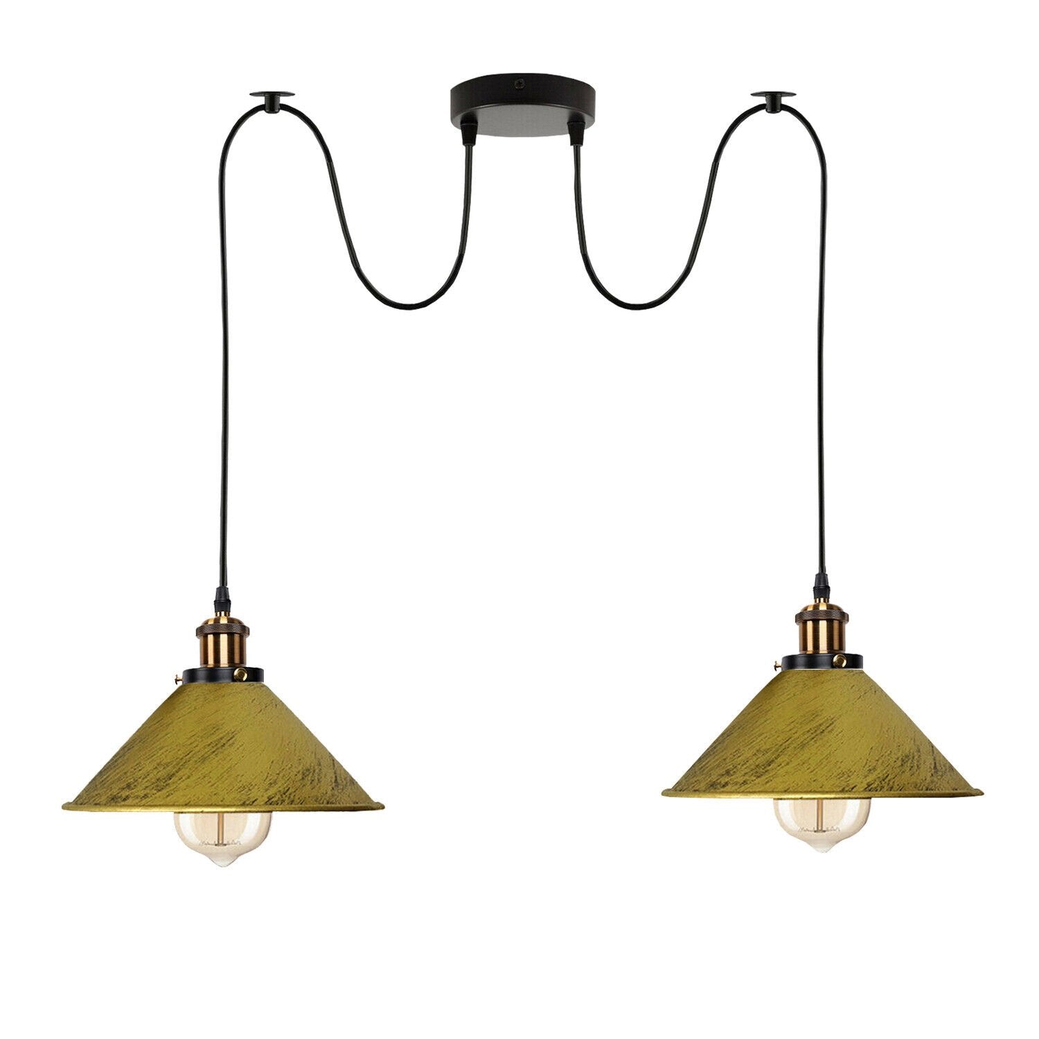 Vintage Industrial 2-Light Pendant Lamp, Adjustable Ceiling Mount, E27 Base