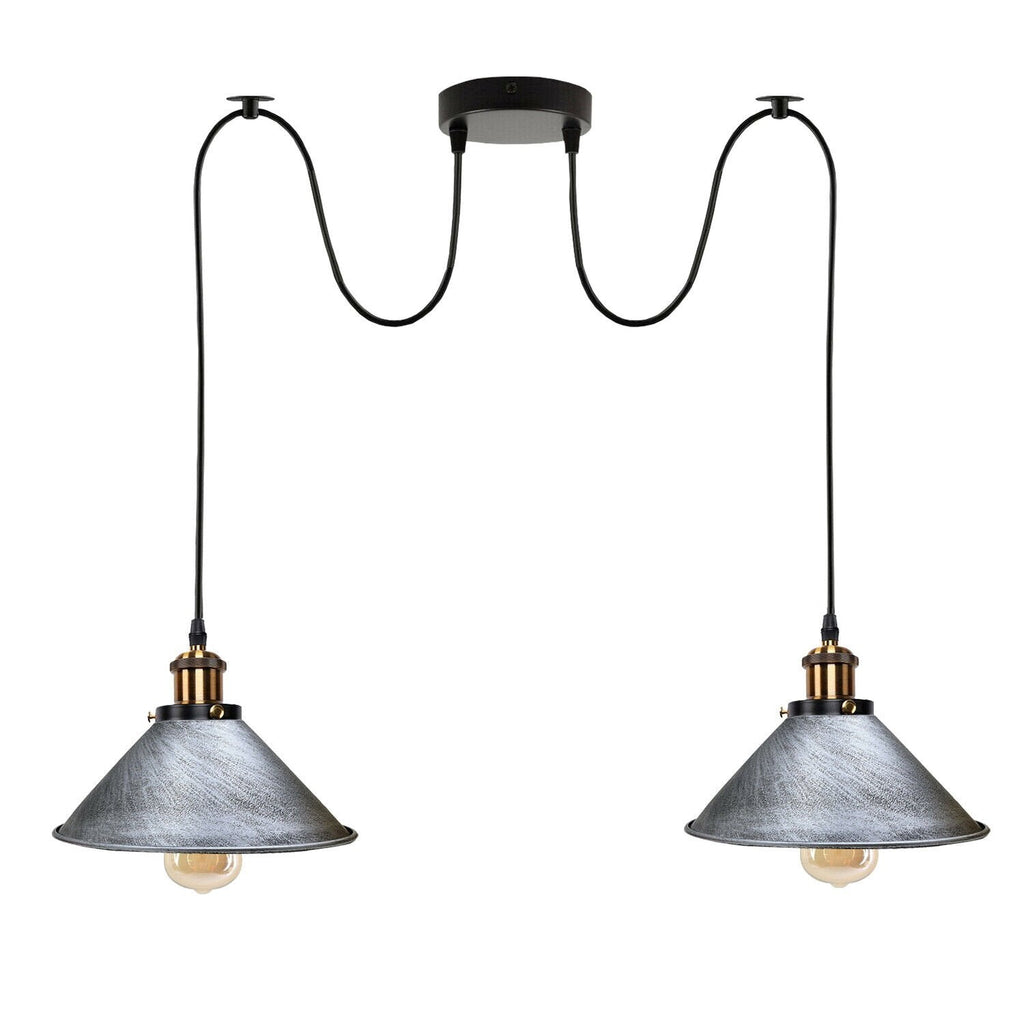 Industrial Retro Dual-Head Metal Pendant Light Fixture for Modern Homes
