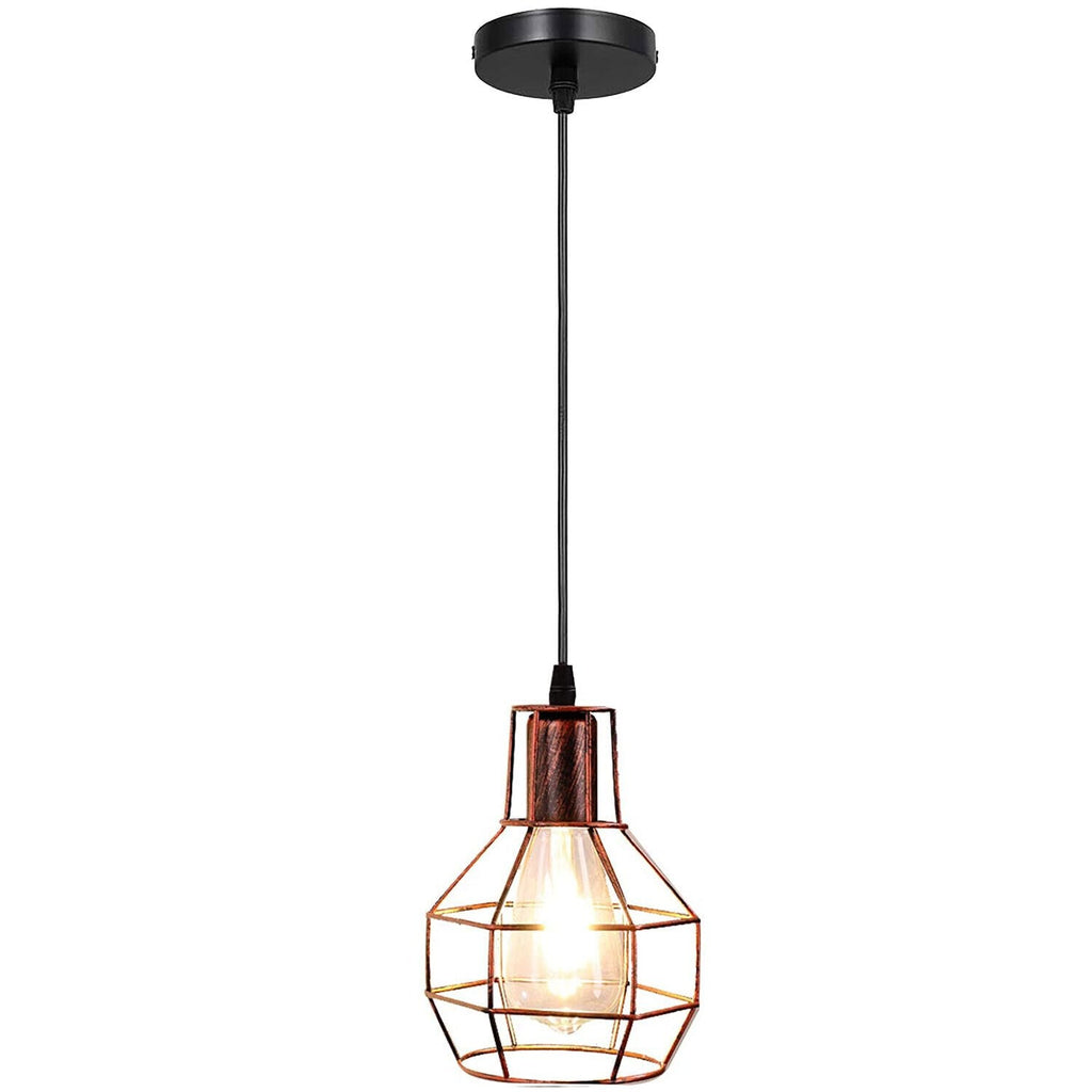 Vintage Industrial Style Metal Cage Ceiling Pendant Light Fixture Hanging Lamp