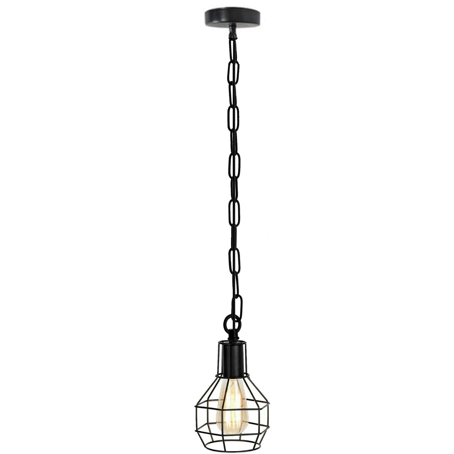 Industrial Vintage Metal Wire Cage Pendant Light - Adjustable Hanging Ceiling Lamp