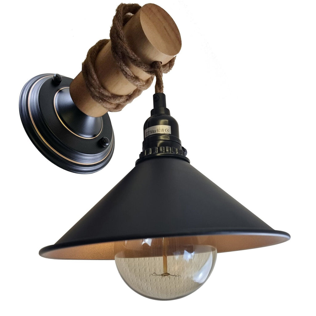 Industrial Retro Wood Wall Sconce Light Fixture with Warm LED Lighting