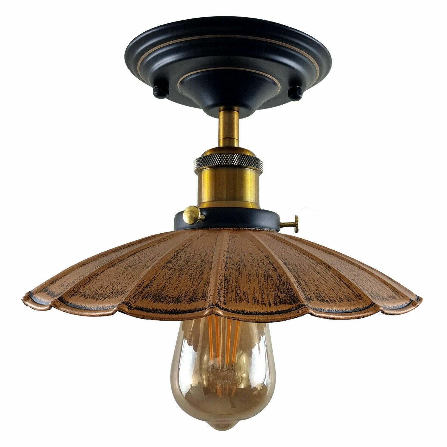 Vintage Industrial Retro Flush Mount Metal Ceiling Light E27 Lamp Holder