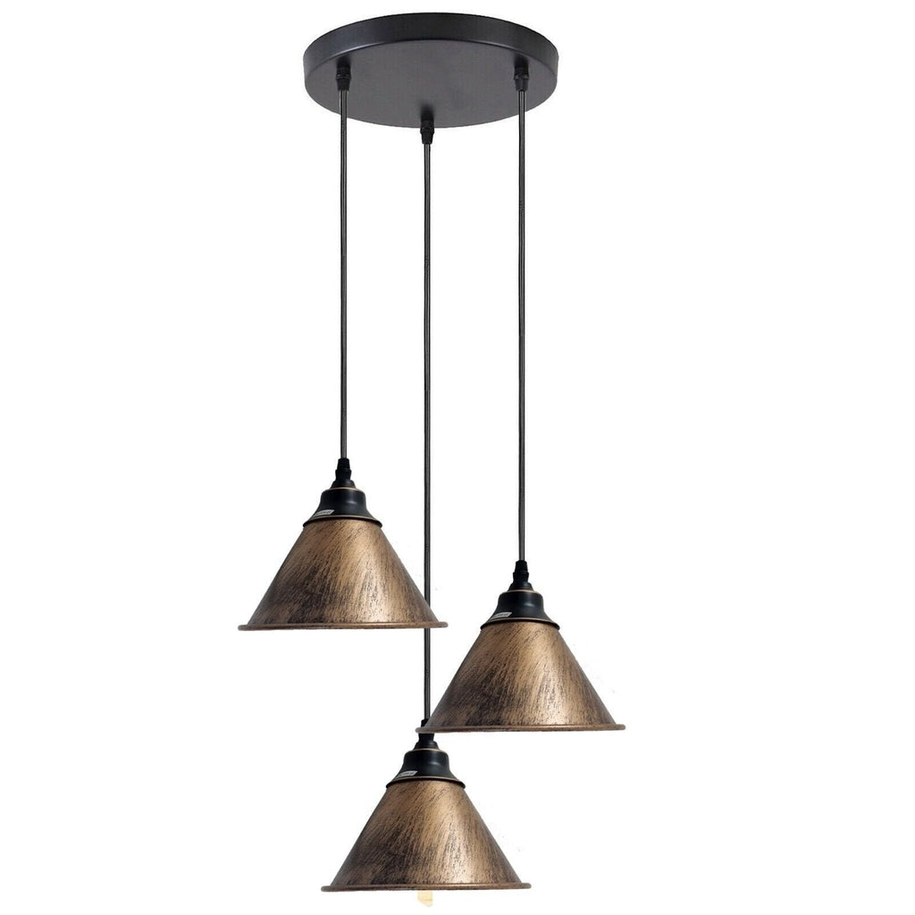 Brushed Copper Industrial Metal Pendant Light Shades for Retro Ceiling Lamps