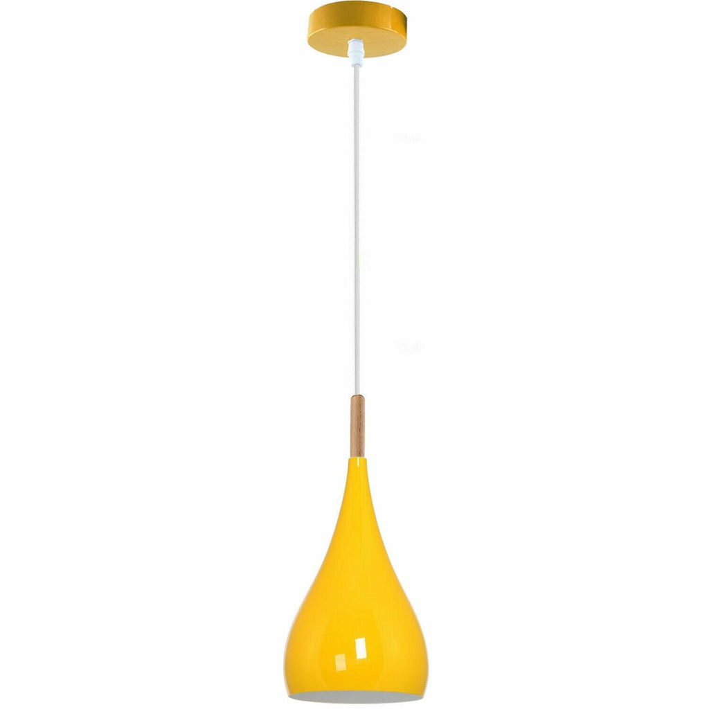 Modern Metal Shade Single Pendant Light - E27 Base, Colorful, Adjustable Cable